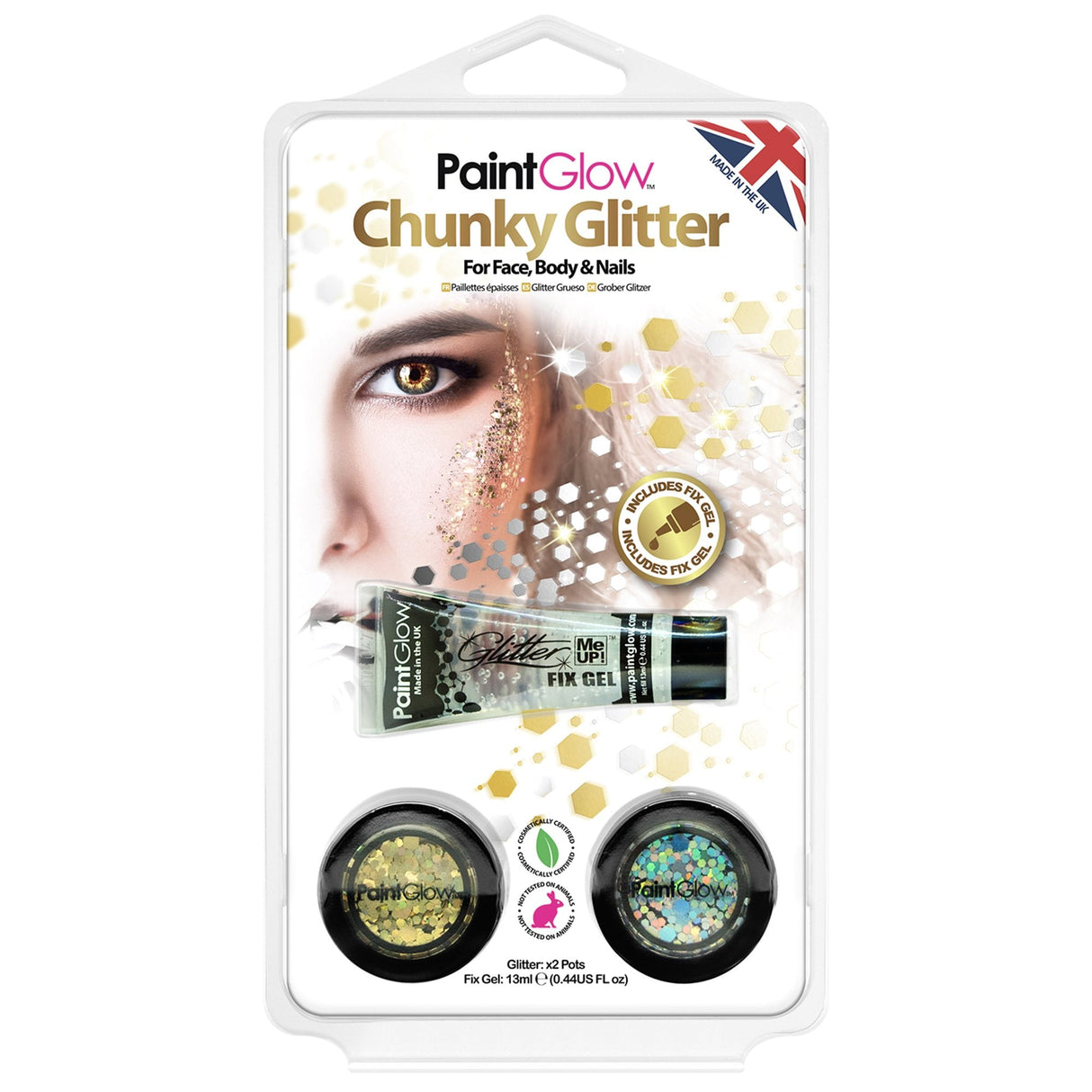 Halloween Fancy Dress Accessories - Bio-Degradable Chunky Glitter - Gold and Silver