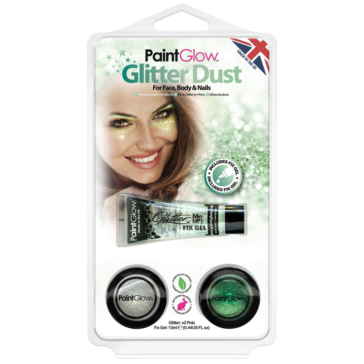 Halloween Fancy Dress Accessories - Green & White Glitter Dust & Fix Gel