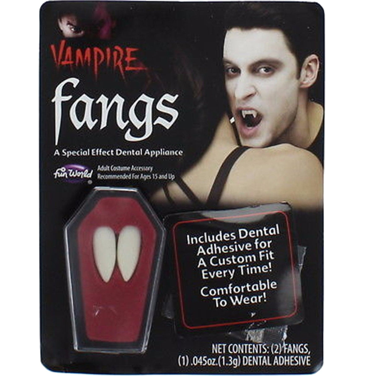 Halloween Fancy Dress Accessories - Vampire Dracula Fangs With Dental Adhesive