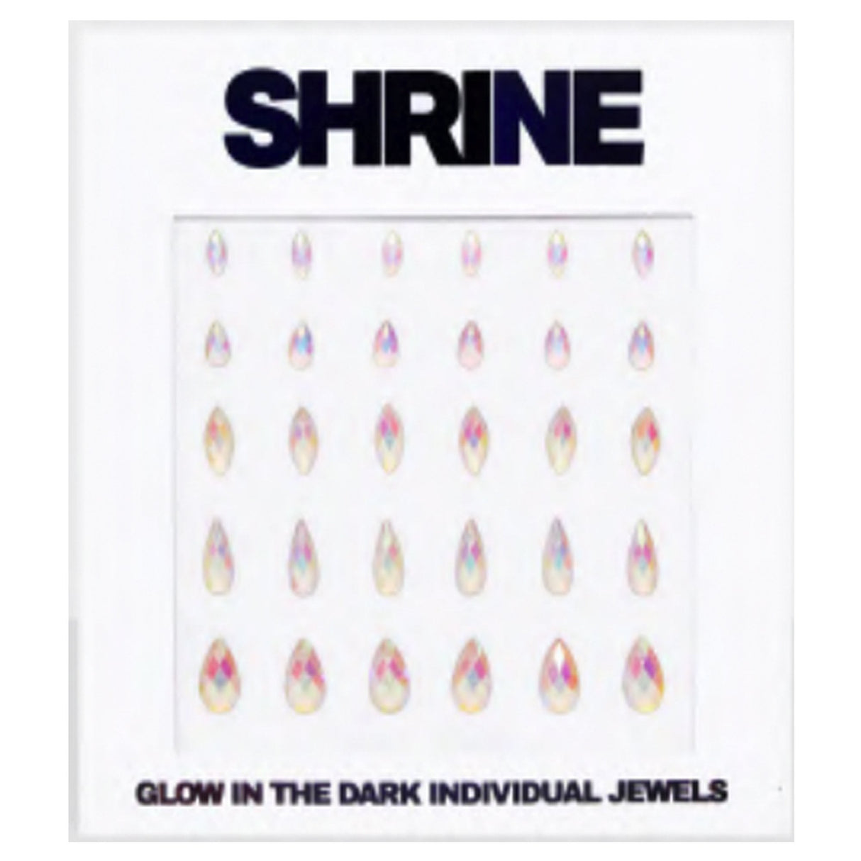 Individual Self Adhesive Face Jewels (30 x Glow In The Dark Individual Size Jewels)