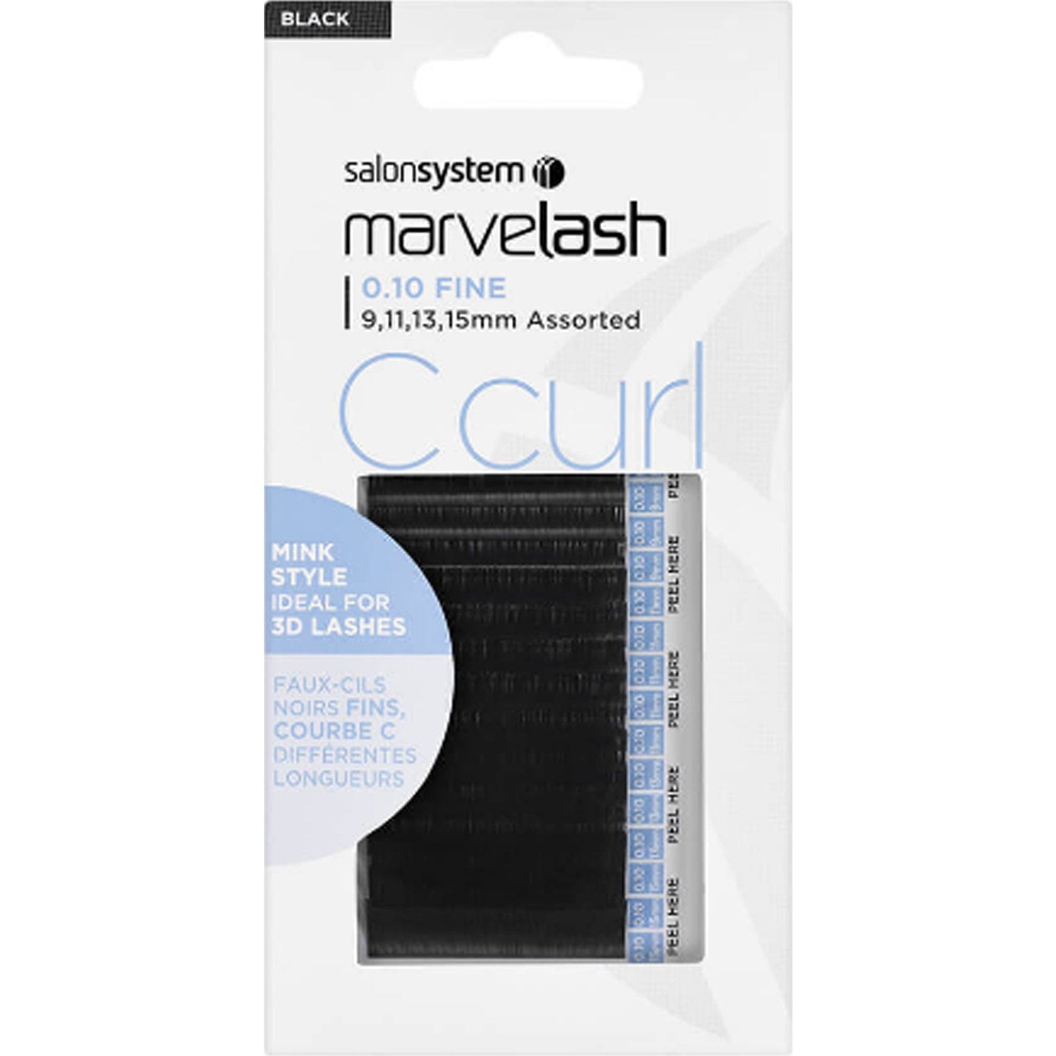 Marvelash - Fine - C Curl - Faux Mink Individual Eyelashes - Assorted Black (0226344)