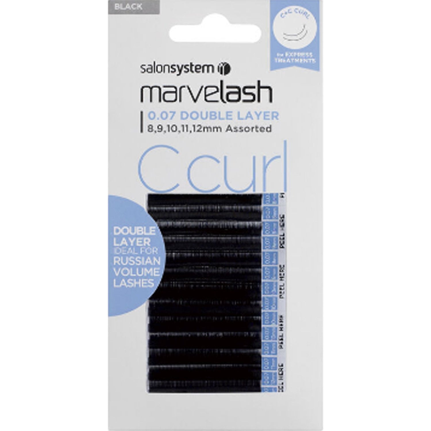 Marvelash - Double Layer - C Curl - Individual Eyelashes - Black 8-12mm 0.07 (0226413)