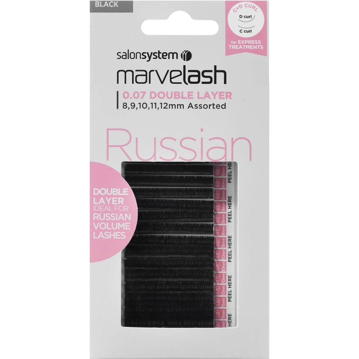 Marvelash - Russian Double - Individual Eyelashes - Assorted Black 0.07 (0226411)