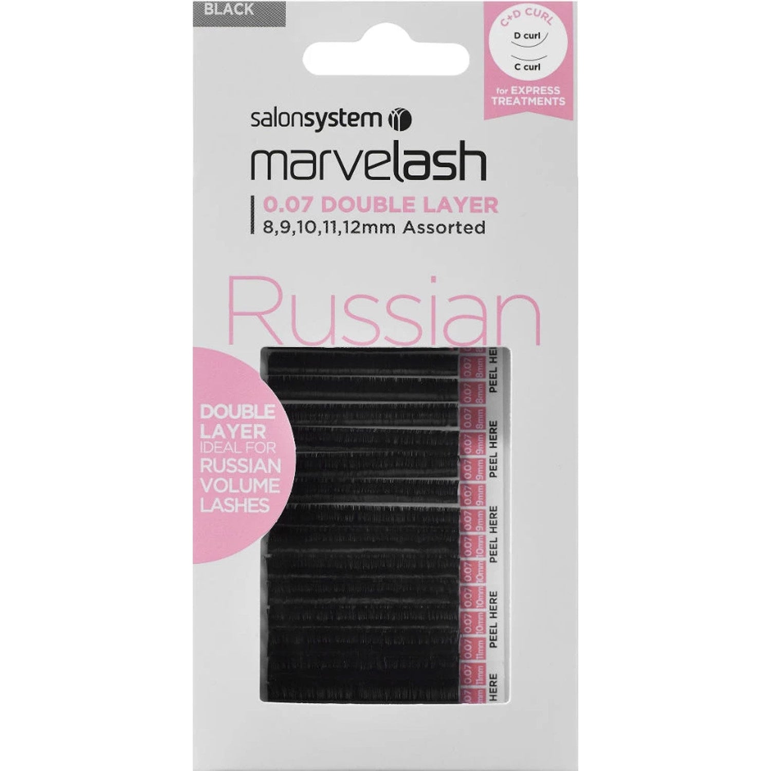 Marvelash - Russian Double - Individual Eyelashes - Assorted Black 0.07 (0226411)