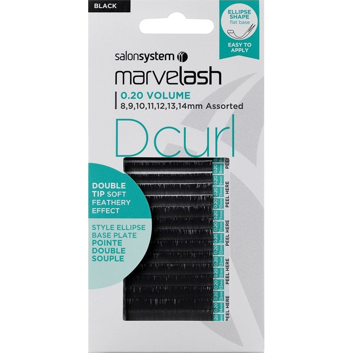 Marvelash - Double Tip - D Curl - Individual Eyelashes - Assorted Black 0.20 (0226725)