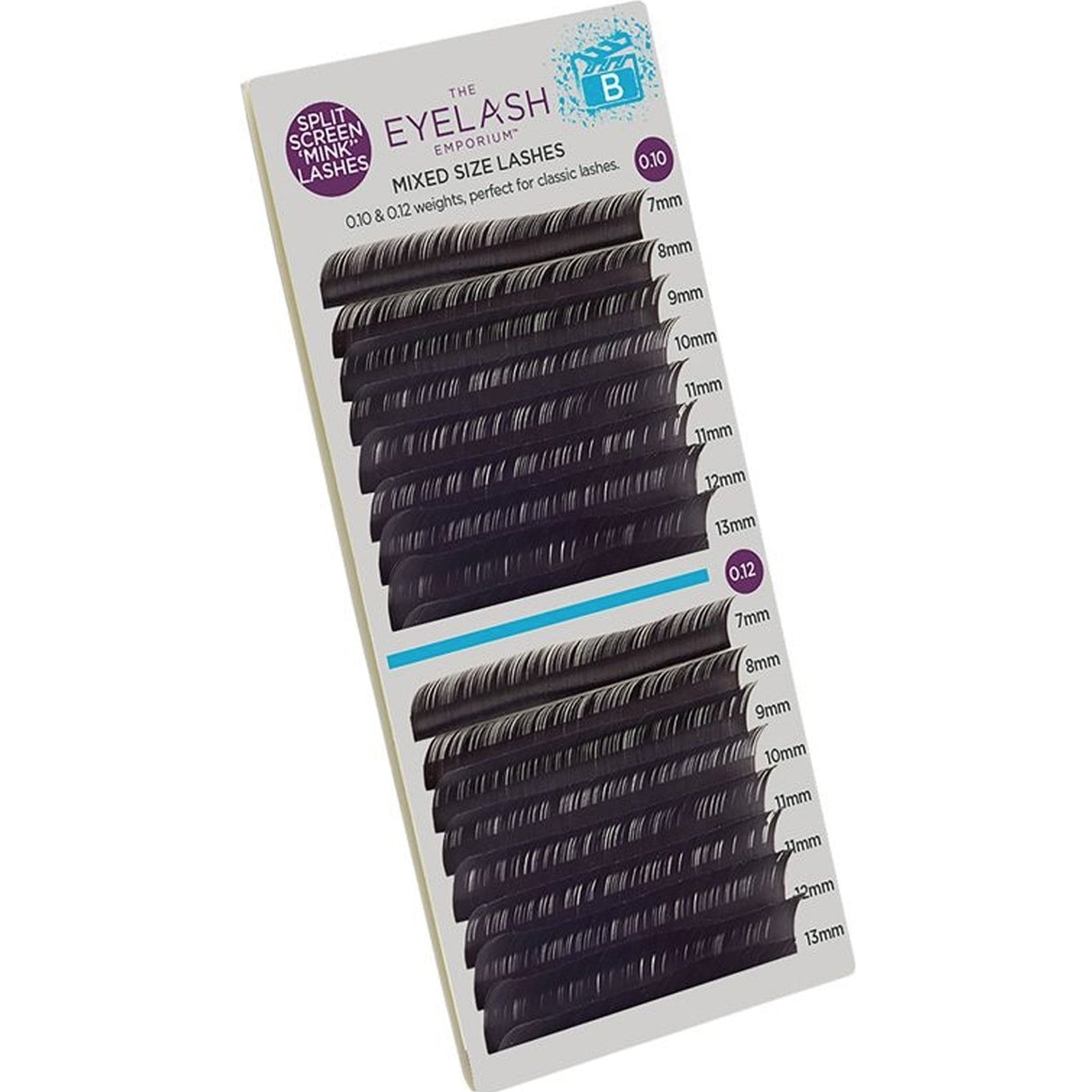 Split Screen Mink Lashes (Individual Lengths From 7mm (0.10) To 13mm (0.12)- B Curl (MXB1012)