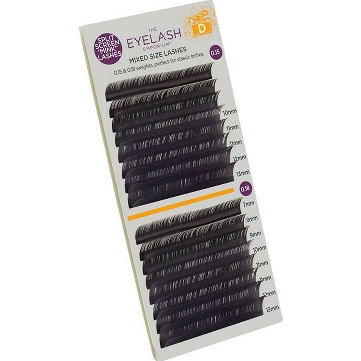 Split Screen Mink Lashes (Individual Lengths From 7mm (0.15) To 13mm (0.18) - D Curl (MXD1518)