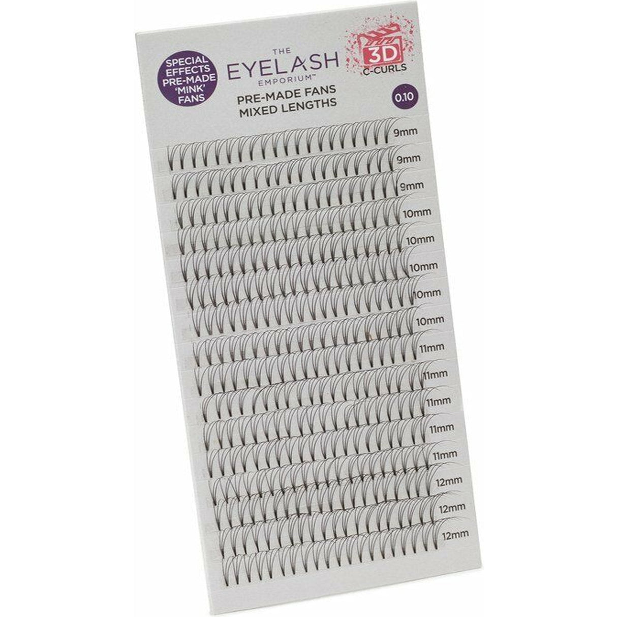 Full Screen - Pre Made Mink Fan Lashes (Individual Lengths From 9mm To 12mm (0.10) - 3D & C Curl (PMF3D10)