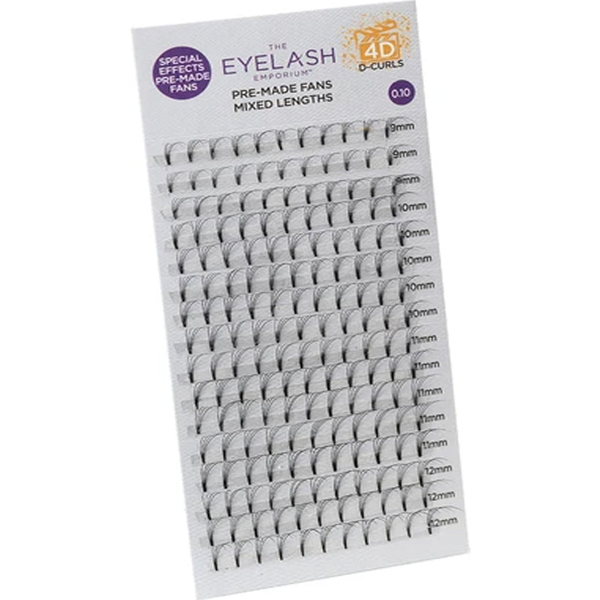 Full Screen - Pre Made Special Effect Fan Lashes (Individual Lengths From 9mm To 12mm (0.10) - 4D & D Curl (PMFD4D10)