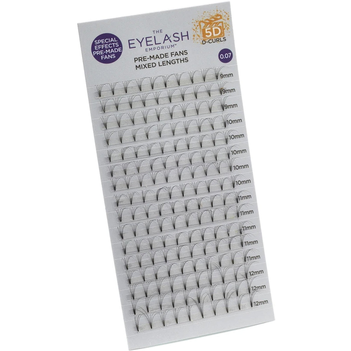 Full Screen - Pre Made Special Effect Fan Lashes (Individual Lengths From 9mm To 12mm (0.07) - 5D & D Curl (PMFD5D07)