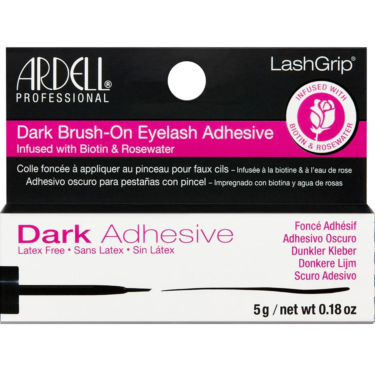 Lash Grip False Strip Lash Adhesive With Rose Water & Biotin - Dark 5g (67594)