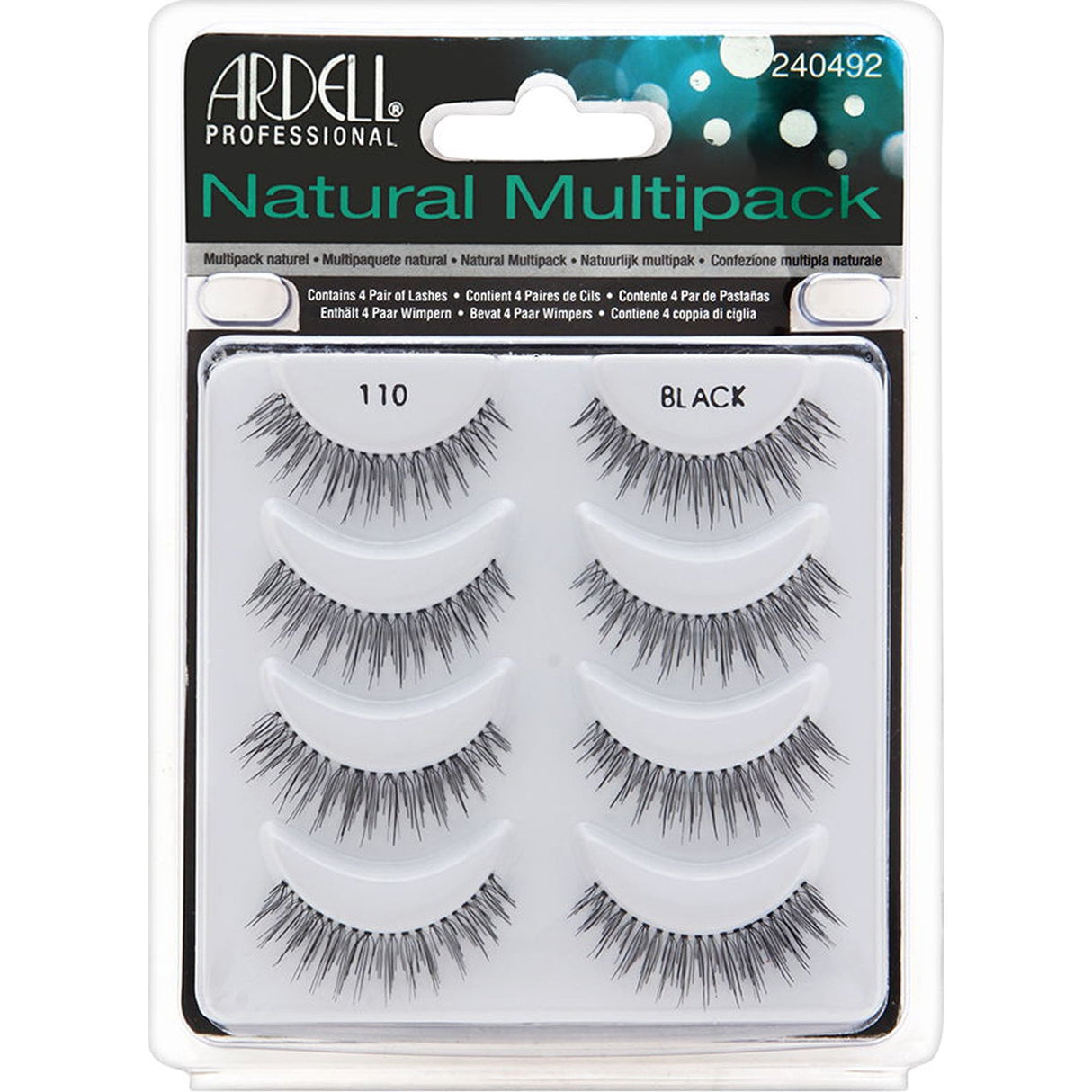 Natural False Eyelashes - Natural - 110 Black (Pack Of 4) (61407)