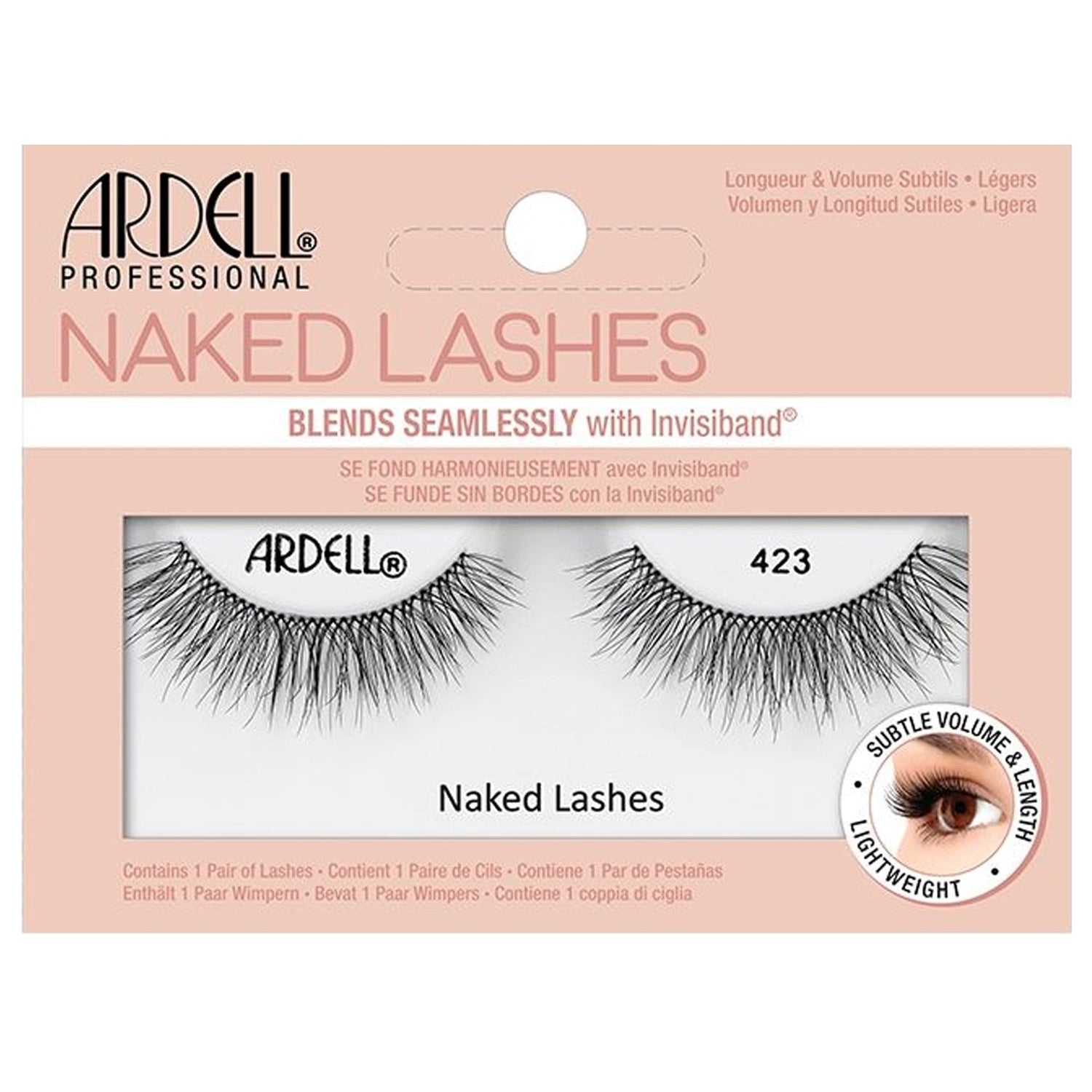 Naked False Strip Eyelashes - Subtle Volume & Length (423) (70478)
