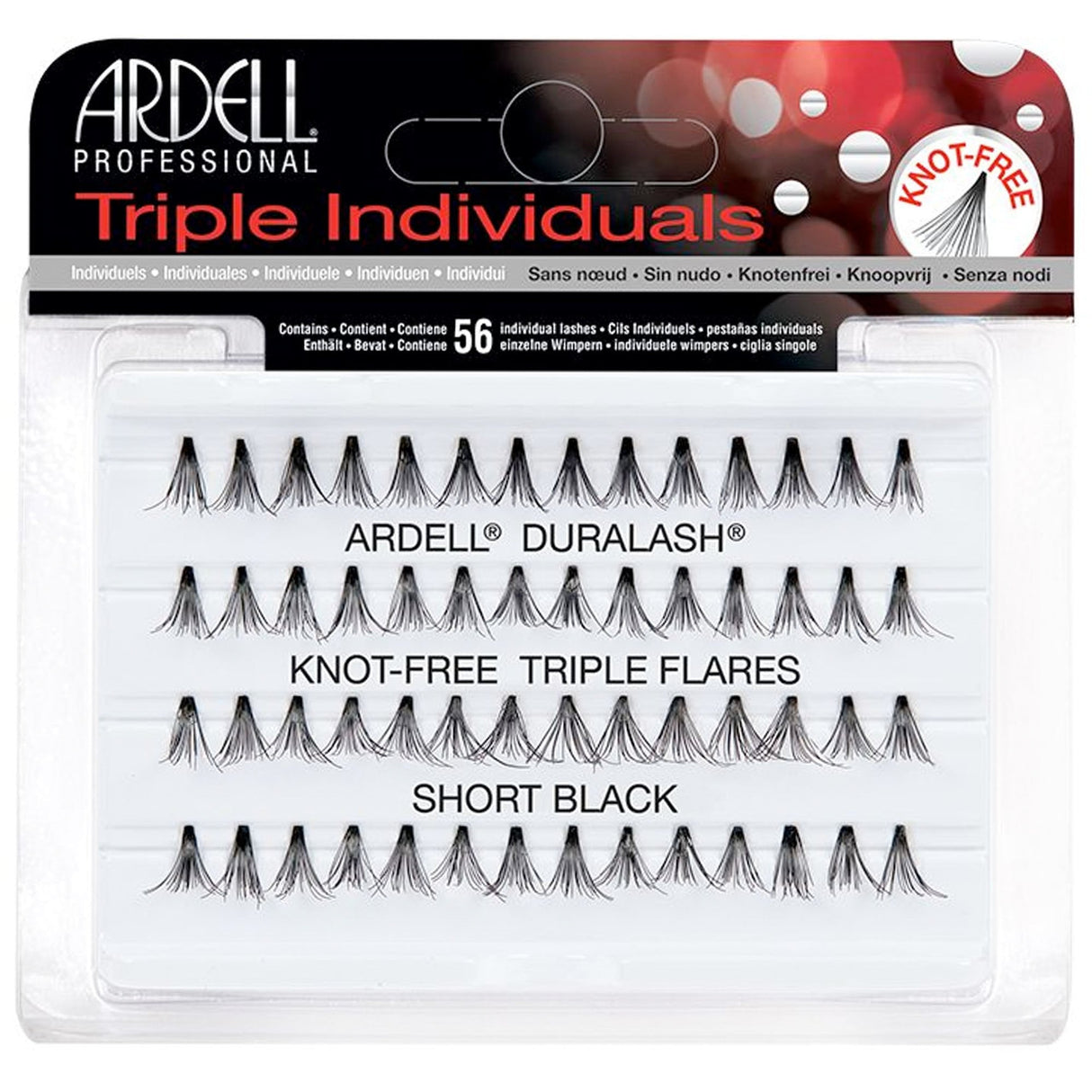 Triple Individual False Eyelashes - Knot Free Flares - Short Black (65694)