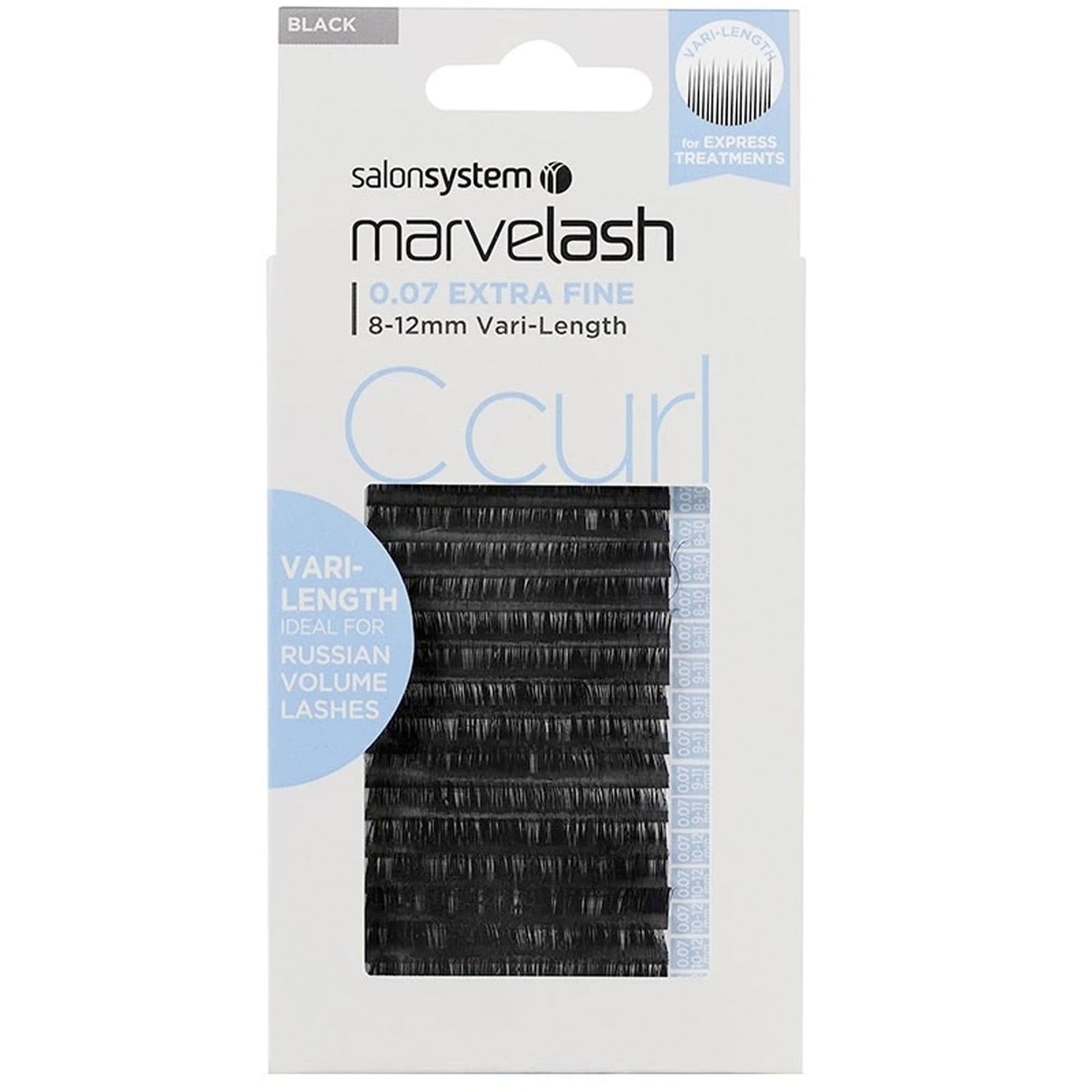 Marvelash - Extra Fine - C Curl - Individual Eyelashes - Black Vari-Length 0.07 (0226419)