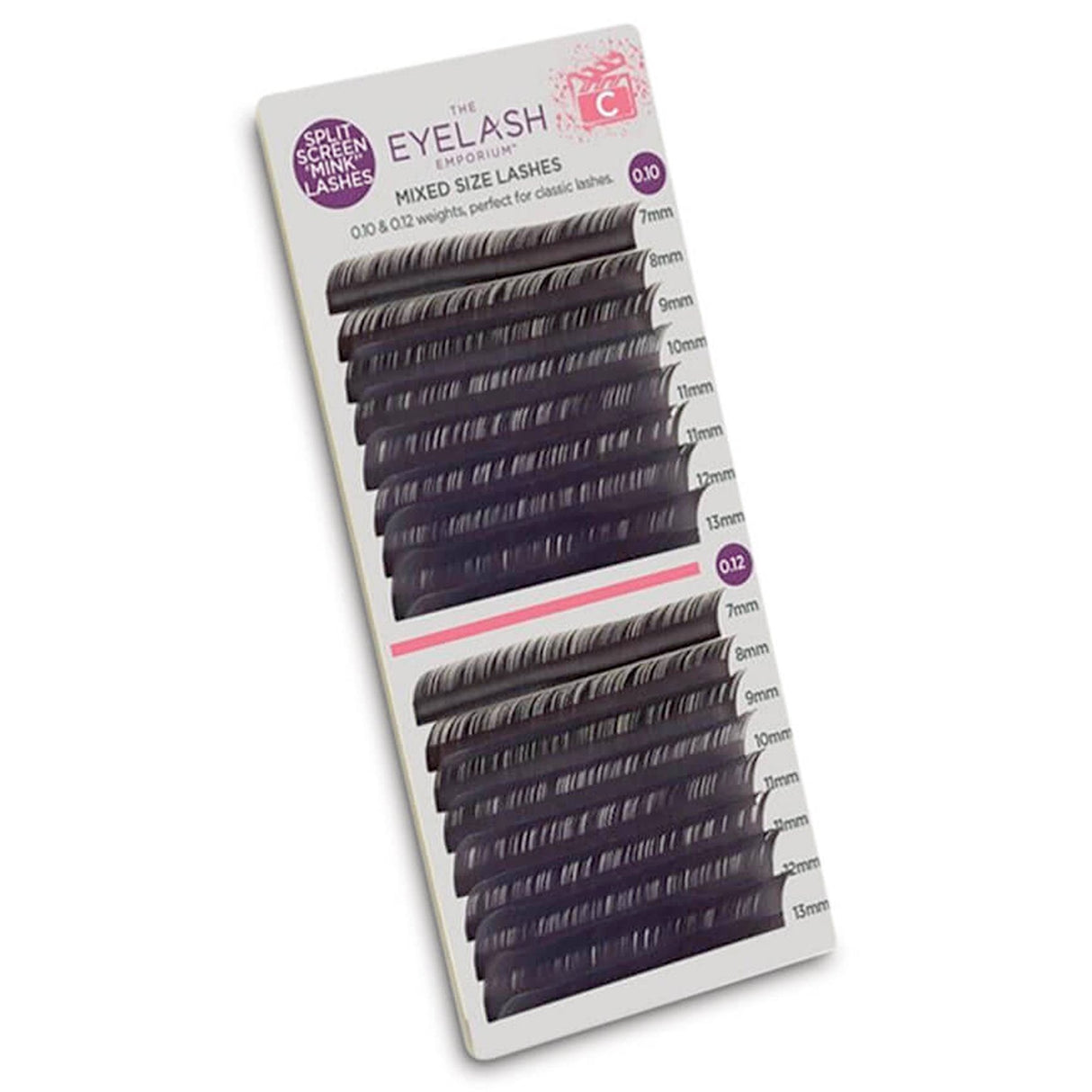 Split Screen Mink Lashes Individual Lengths 7mm (0.10) To 13mm (0.12) - C Curl (MXC1012)