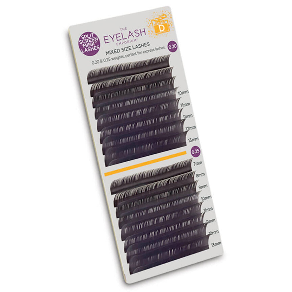 Split Screen Mink Lashes Individual Lengths 7mm (0.20) To 13mm (0.25) - D Curl (MXD2025)