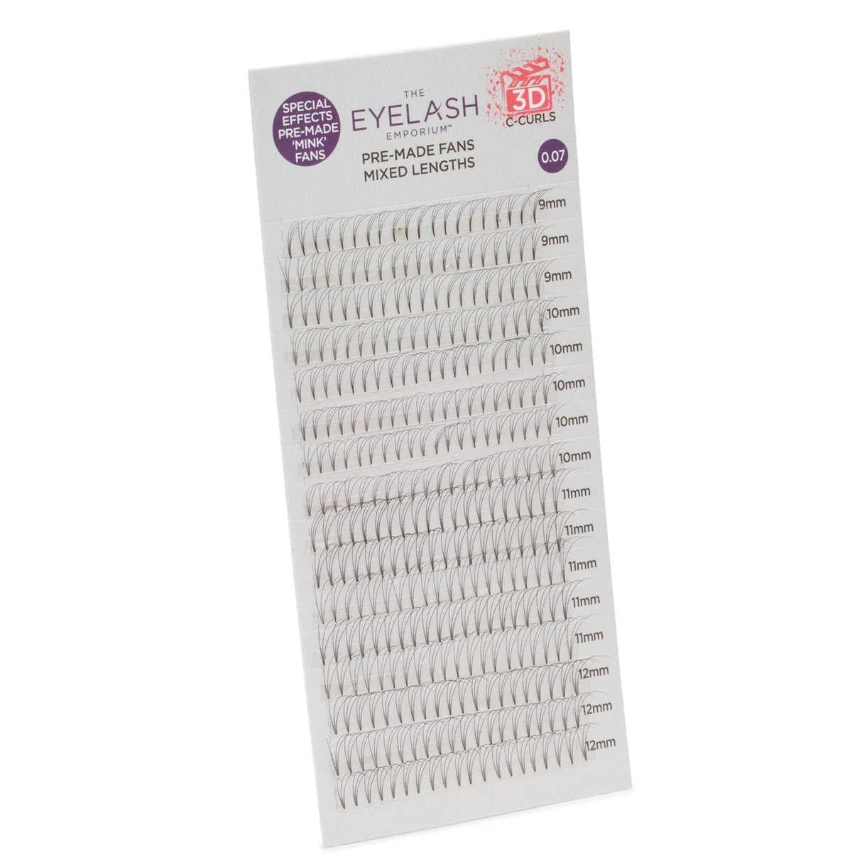 Pre Made Mink Fan Lashes Individual Lengths 9mm To 12mm (0.07) - 4D C Curl (PMF4D07)