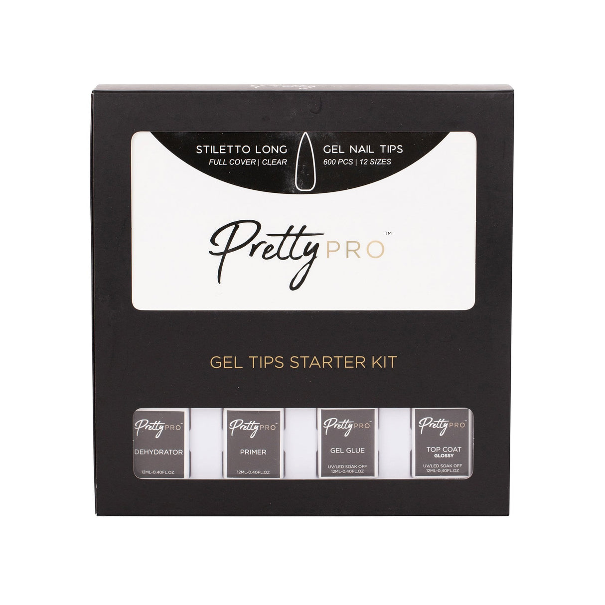 Professional Gel Tips Starter Kit - Stiletto Long (4 x 12ml)