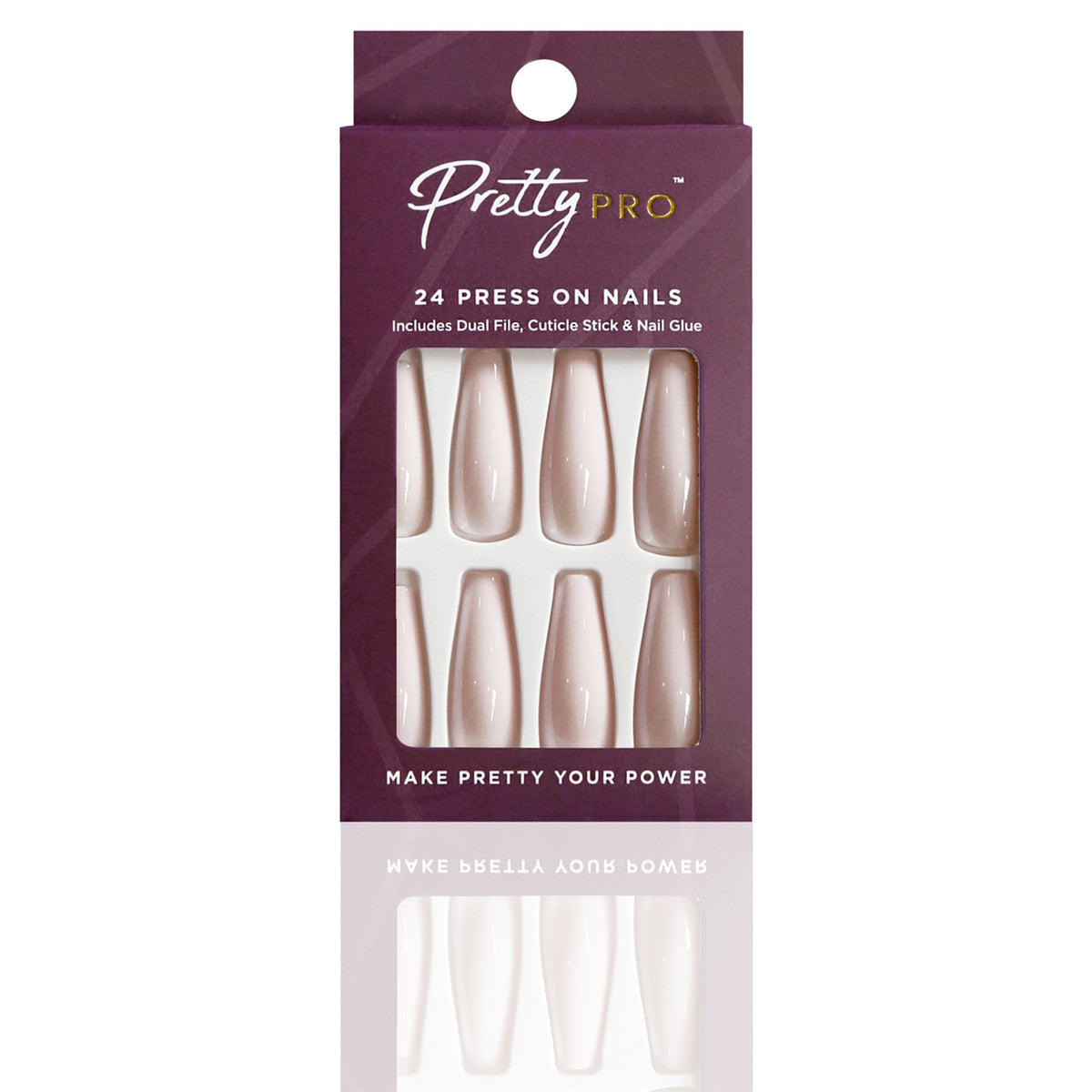 Reusable Press On False Nails - Look On The White Side (24pcs)