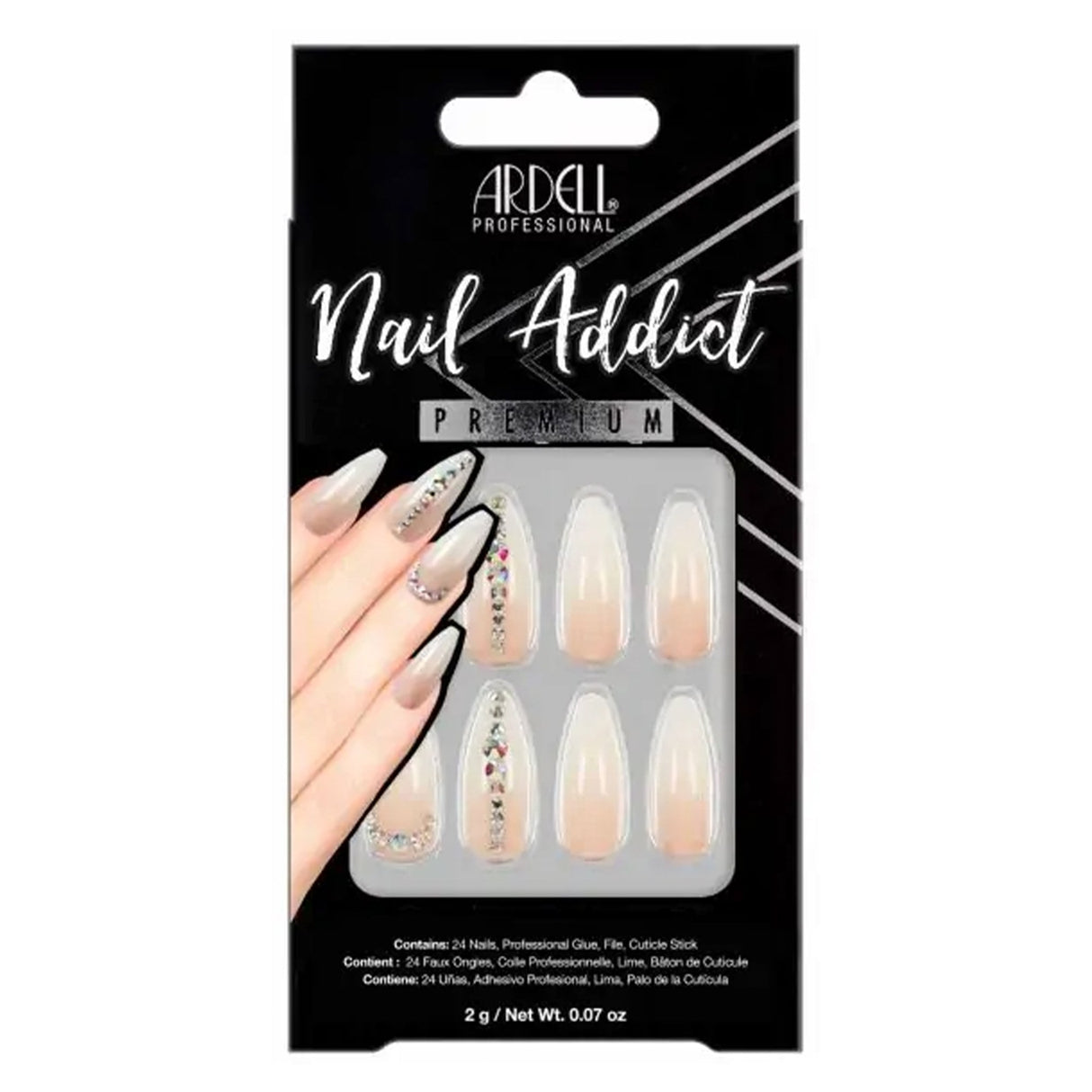 Nail Addict Premium False Nails - Nude Light Crystals (24 Nails) (54601)