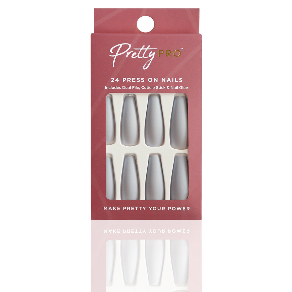 Reusable Press On False Nails - Groundhog Grey (24pcs)