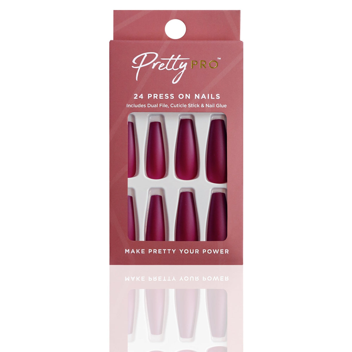Reusable Press On False Nails - You Make My Heart Beet (24pcs)