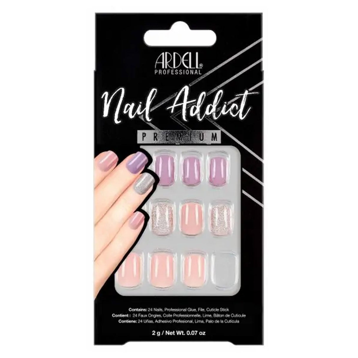 Nail Addict Premium False Nails - Pastel Pink & Purple (24 Nails) (54614)