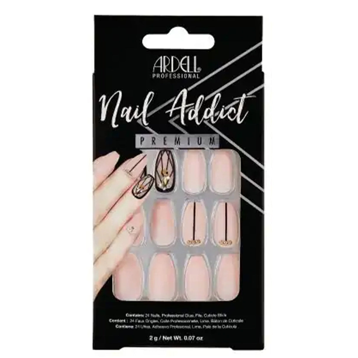 Nail Addict Premium False Nails - Blush Geometric Crystals (24 Nails) (62112)