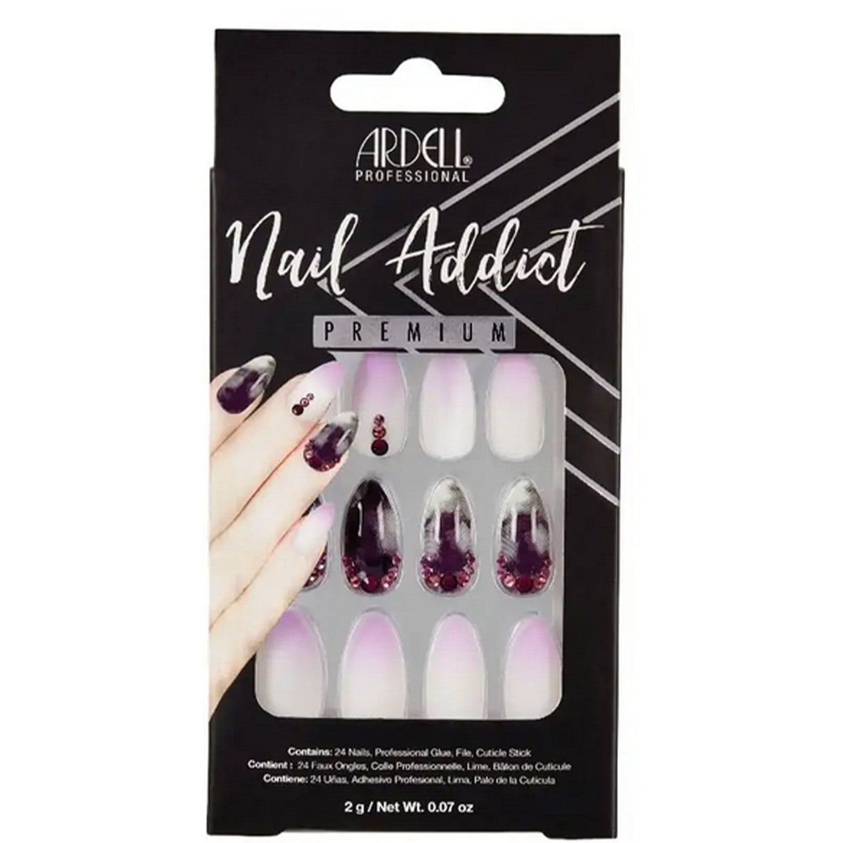 Nail Addict Premium False Nails - Marble Purple Ombre (24 Nails) (62116)