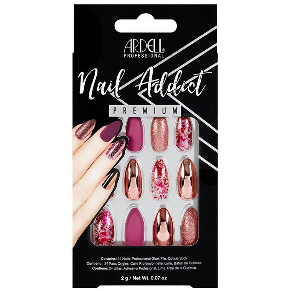 Nail Addict Premium False Nails - Chrome Pink Foil (24 Nails) (75888)
