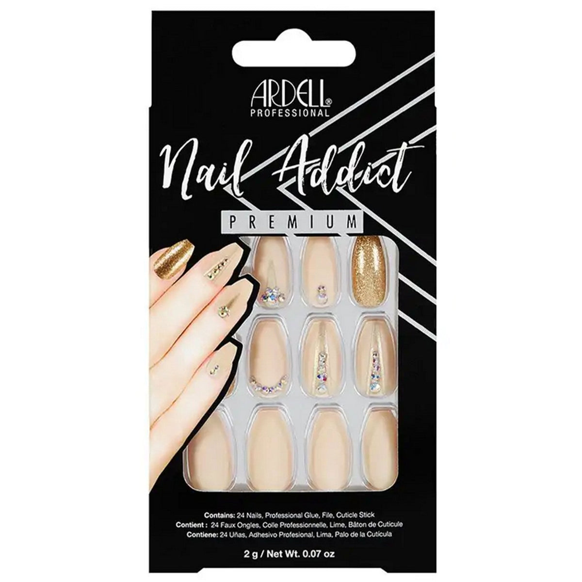 Nail Addict Premium False Nails - Nude Jeweled (24 Nails) (75892)
