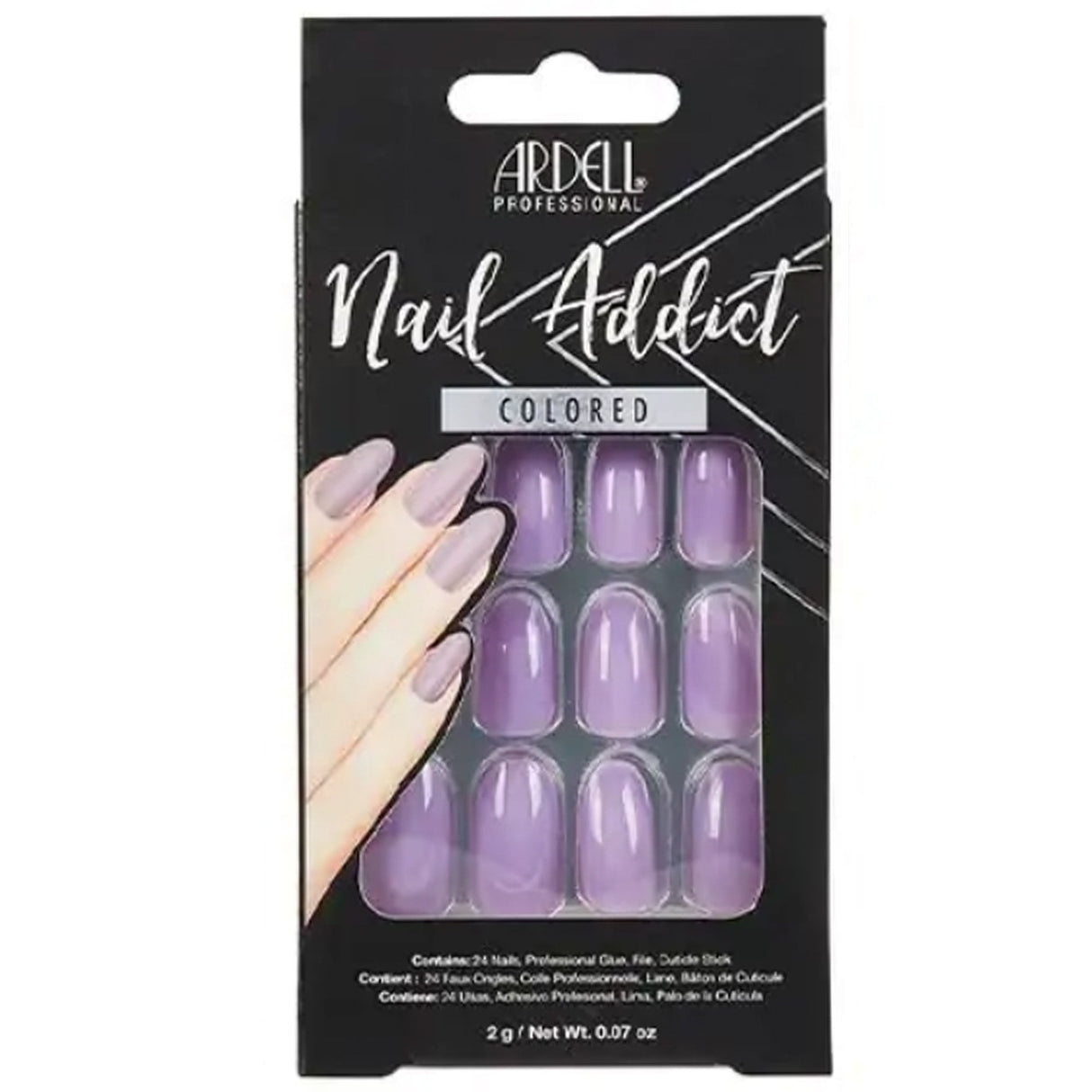 Nail Addict Solid False Nails - Lovely Lavender (24 Nails) (66437)