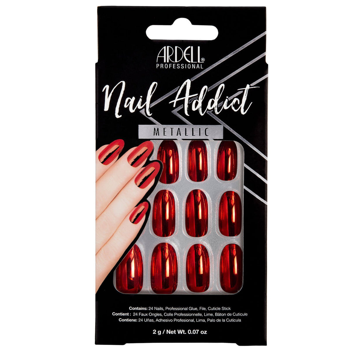 Nail Addict Metallic False Nails - Metallic Red (24 Nails) (63826)