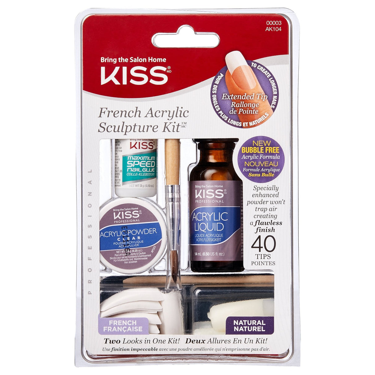 French Manicure Acrylic Nail Sculpture Kit (1 x 7.5g, 1 x 14ml, 1 x 3g)