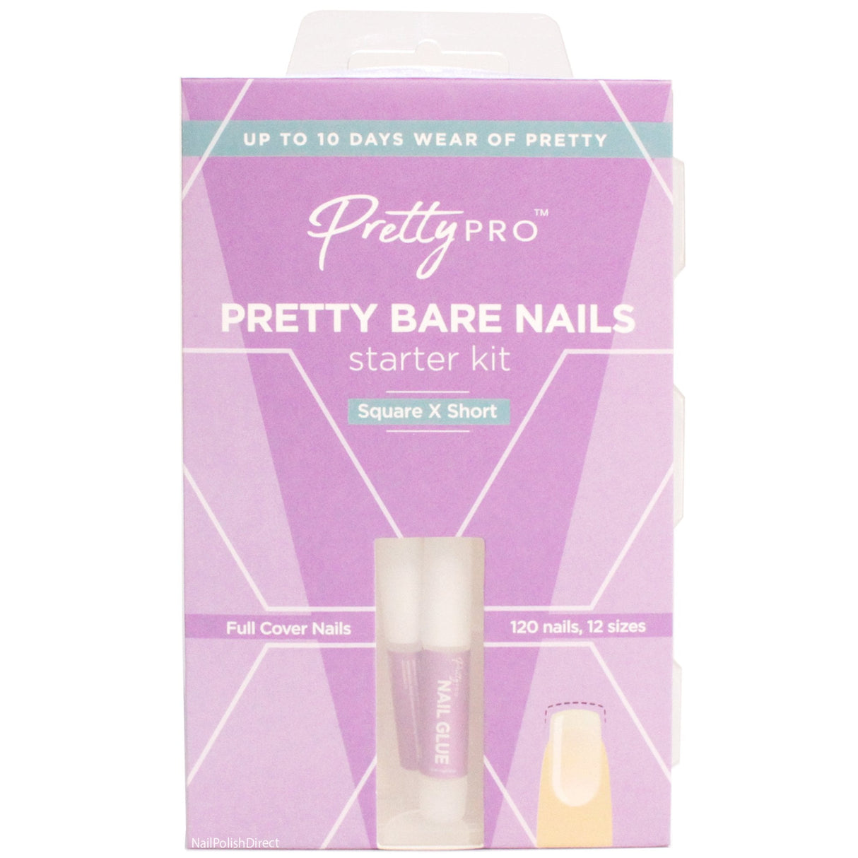 Pretty Bare Nails Starter Kit - Square Extra Short (120pcs, 12 sizes)(BNSKSXS)