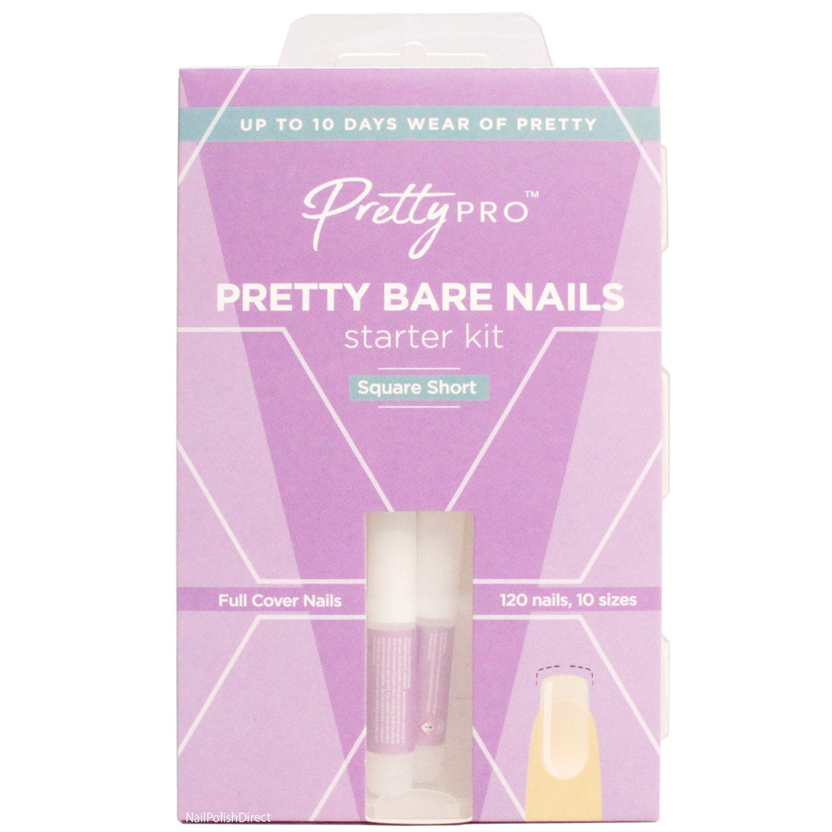 Pretty Bare Nails Starter Kit - Square Short (120pcs, 12 sizes)(BNSKQS)