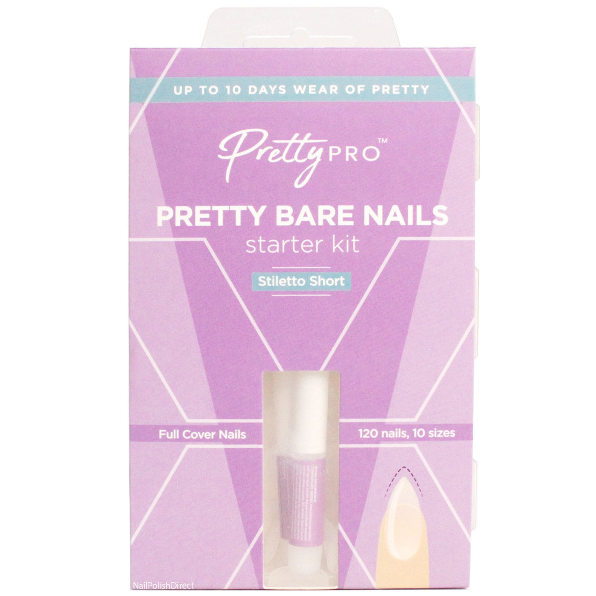 Pretty Bare Nails Starter Kit - Stiletto Short (120pcs, 12 sizes)(BNSKSTS)