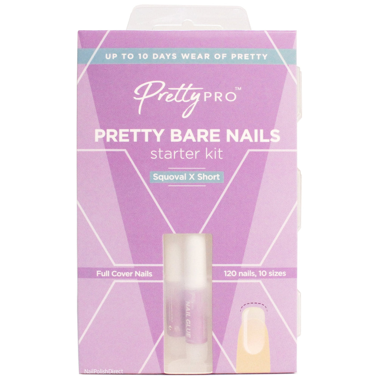 Pretty Bare Nails Starter Kit - Squoval Extra Short (120pcs, 12 sizes)(BNSKSRS)