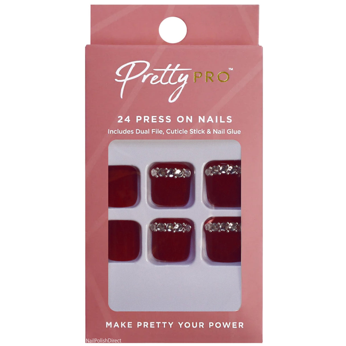 Reusable Press On Toe Nails - Standing On Cloud Wine (24pcs)(PON994)