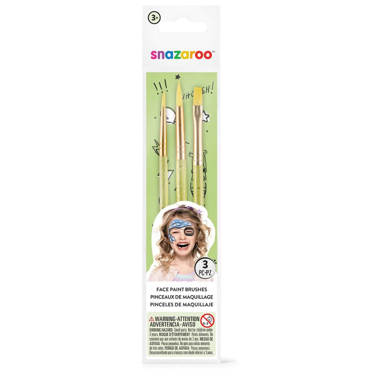 Green Face Painting Brushes (3 per set)