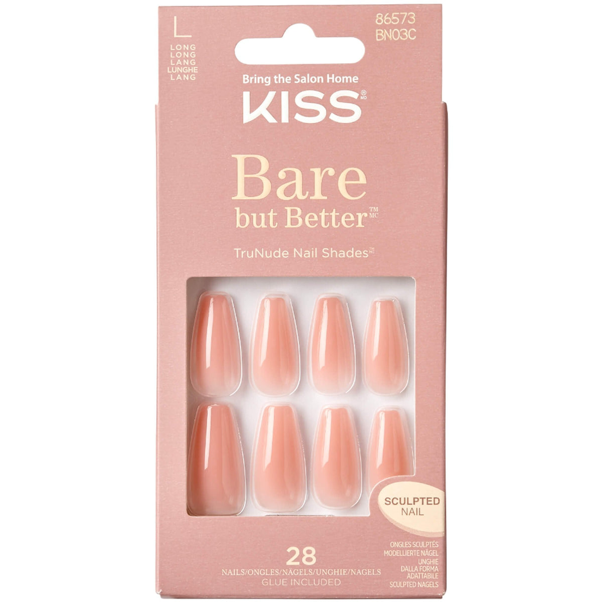 Bare But Better False Nails - Nude Glow (28 Nails & Adhesive 2g)