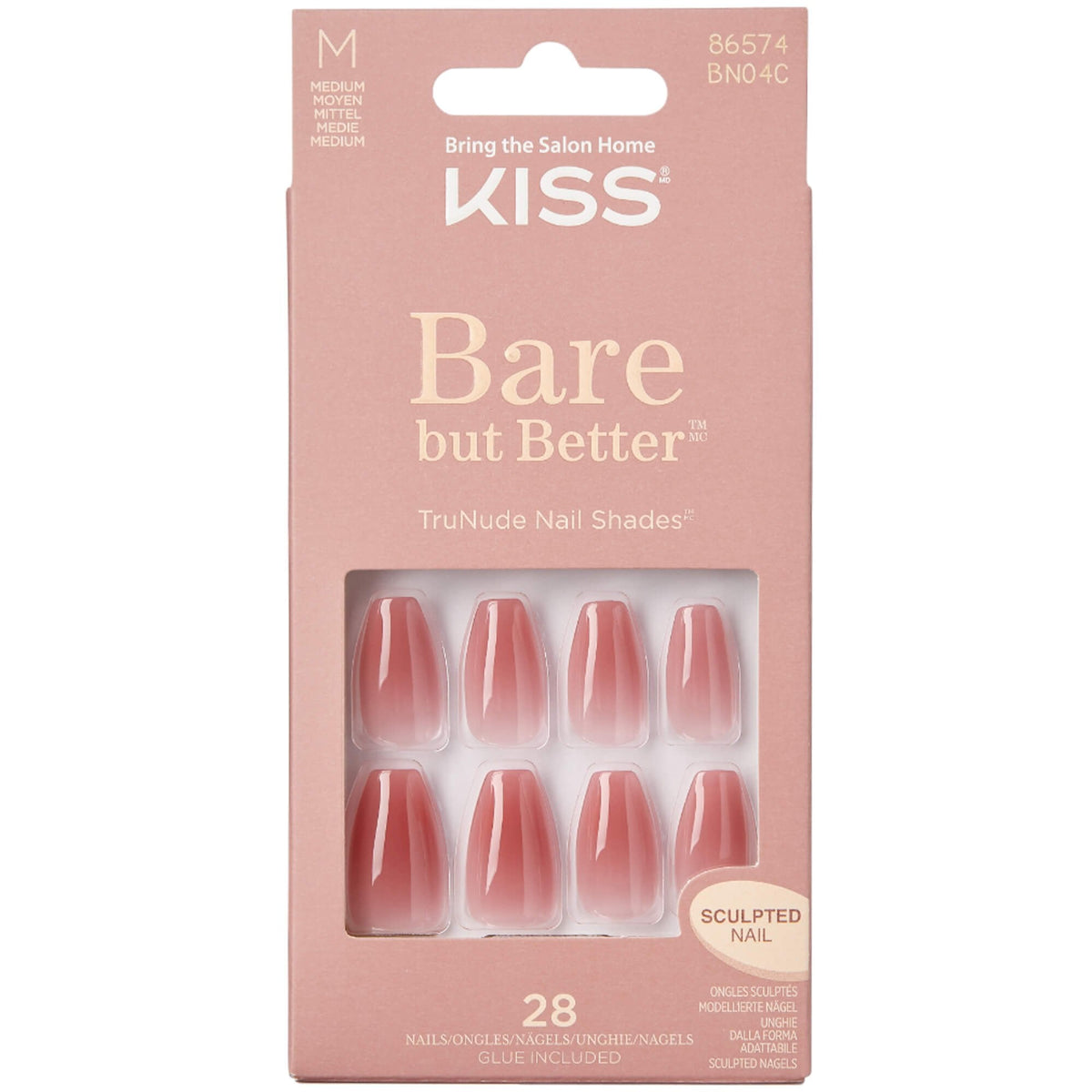 Bare But Better False Nails - Nude Nude (28 Nails & Adhesive 2g)