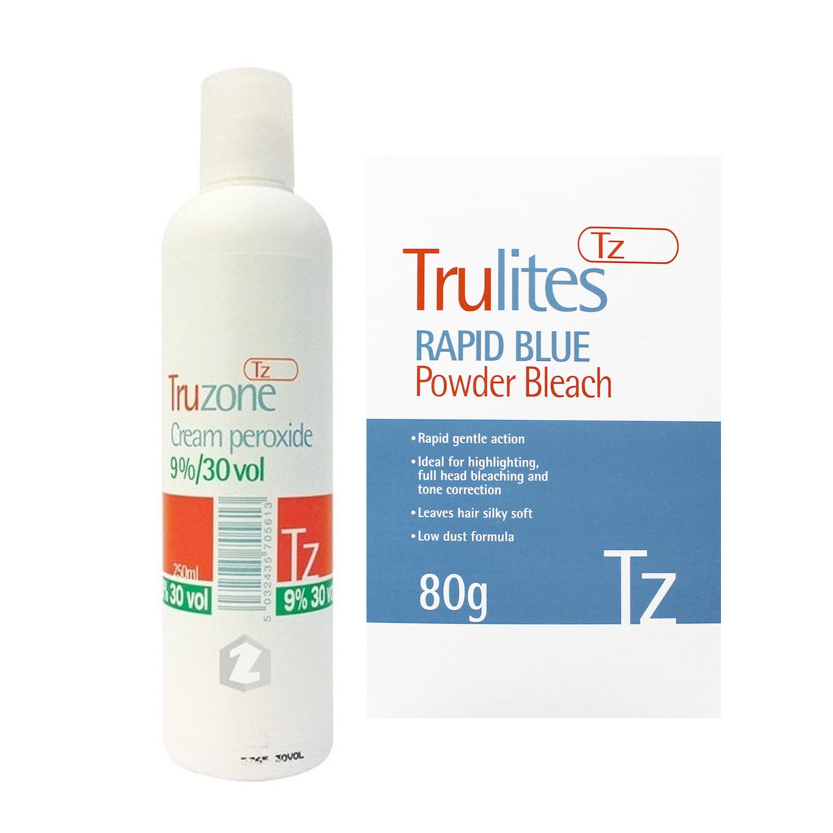 Trulites Rapid Blue Powder Bleach (80g) & 9%/30vol Cream Peroxide
