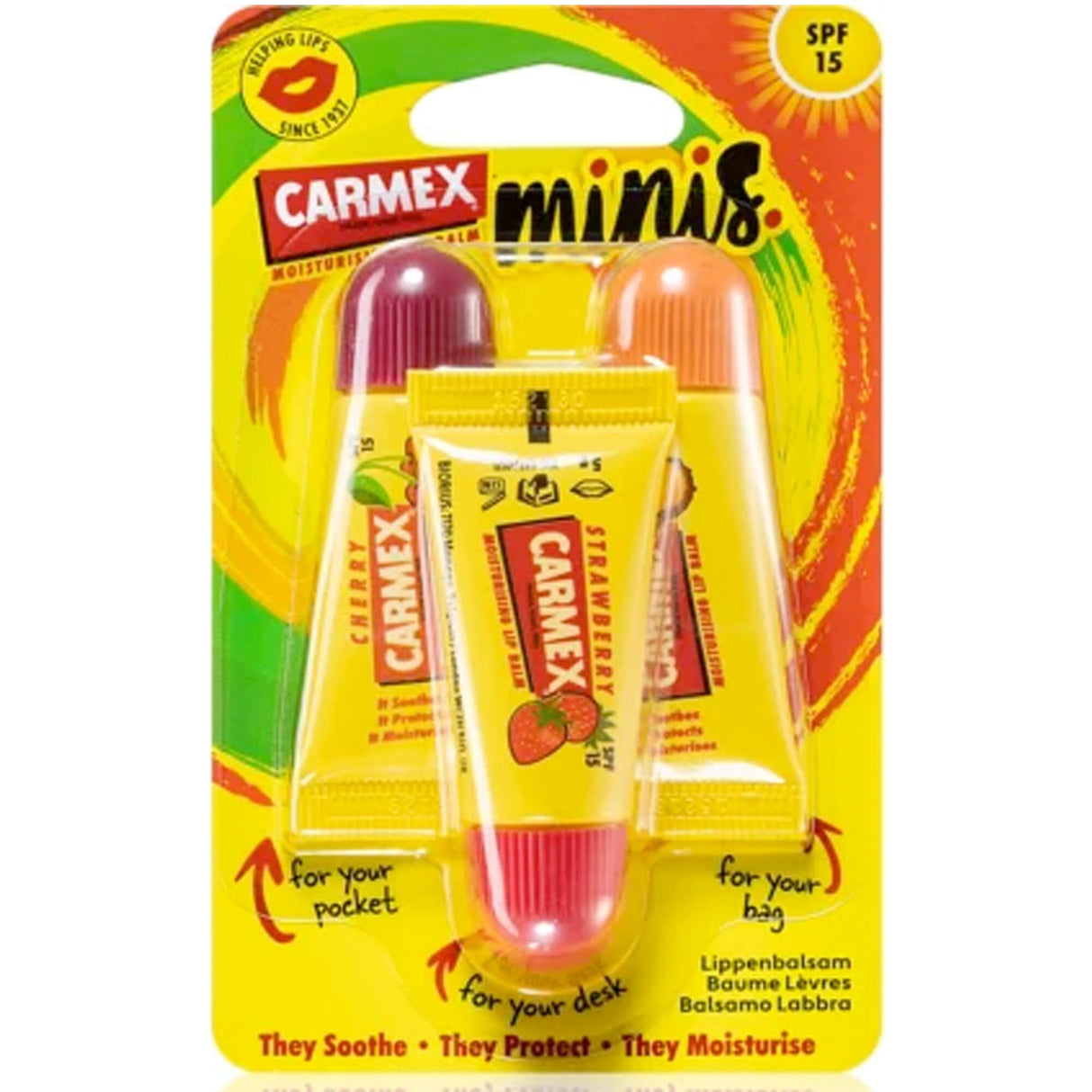 Mini Lip Balm Set - SPF 15 - Variety Pack Tubes (3 x 5g)