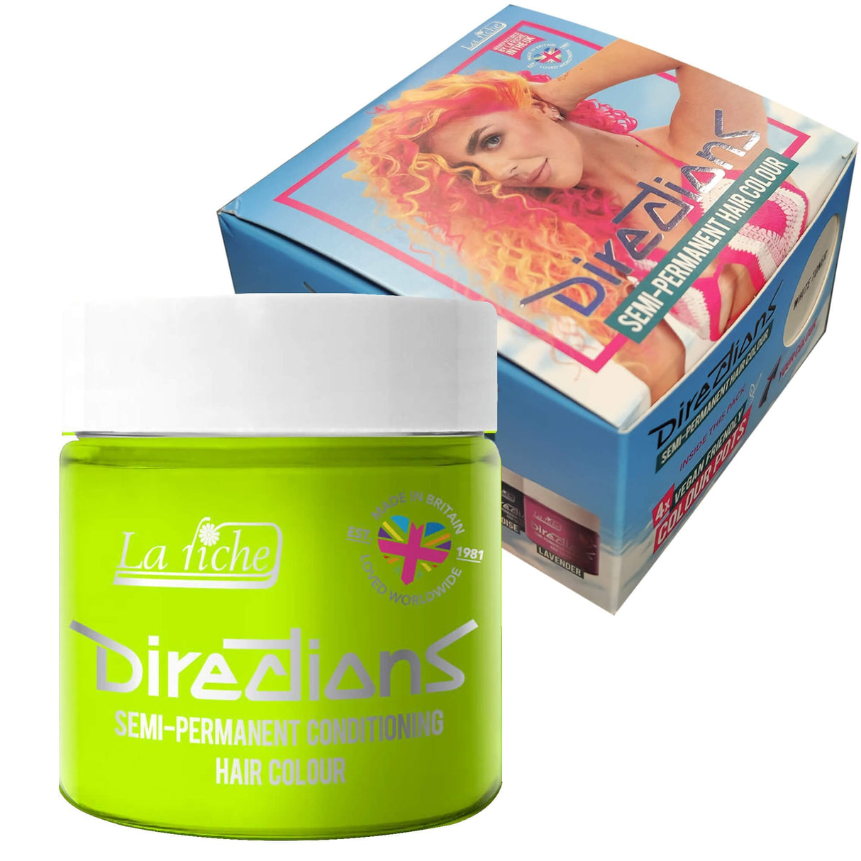 Directions Fluorescent Green Semi-Permanent Conditioning Hair Dye (4 x 100ml)