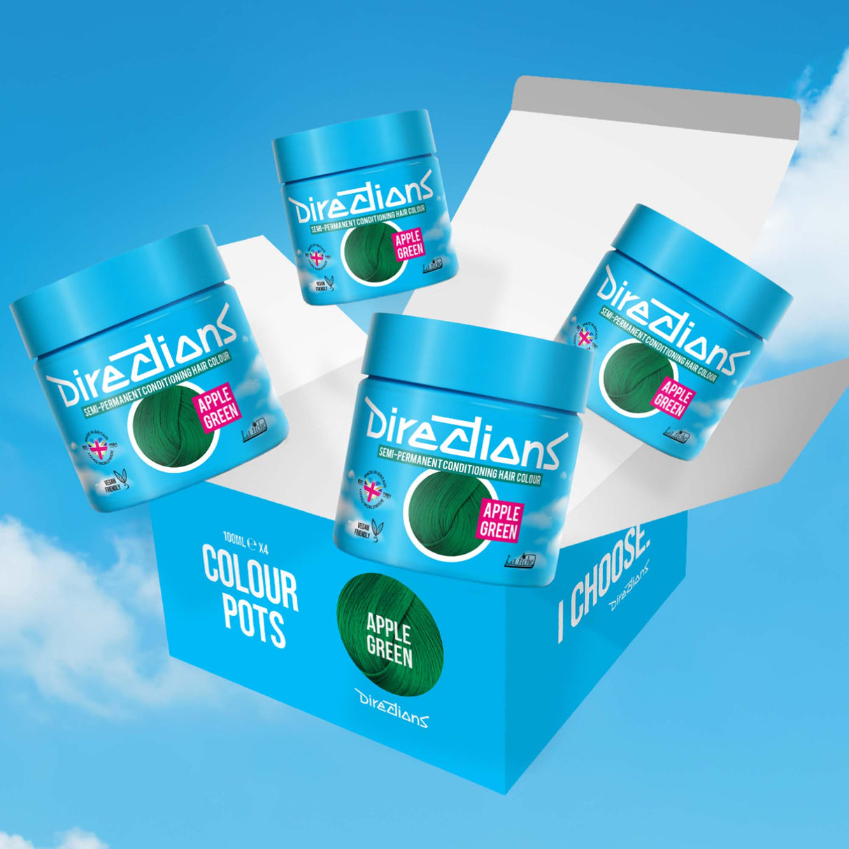 Directions Apple Green Semi-Permanent Conditioning Hair Dye (4 x 100ml)