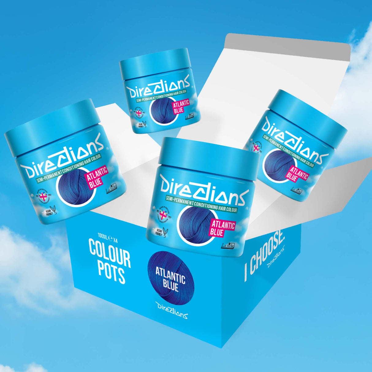 Directions Atlantic Blue Semi-Permanent Conditioning Hair Dye (4 x 100ml)