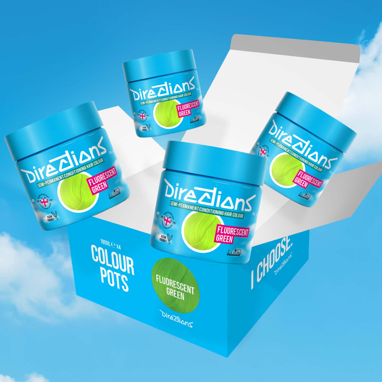 Directions Fluorescent Green Semi-Permanent Conditioning Hair Dye (4 x 100ml)