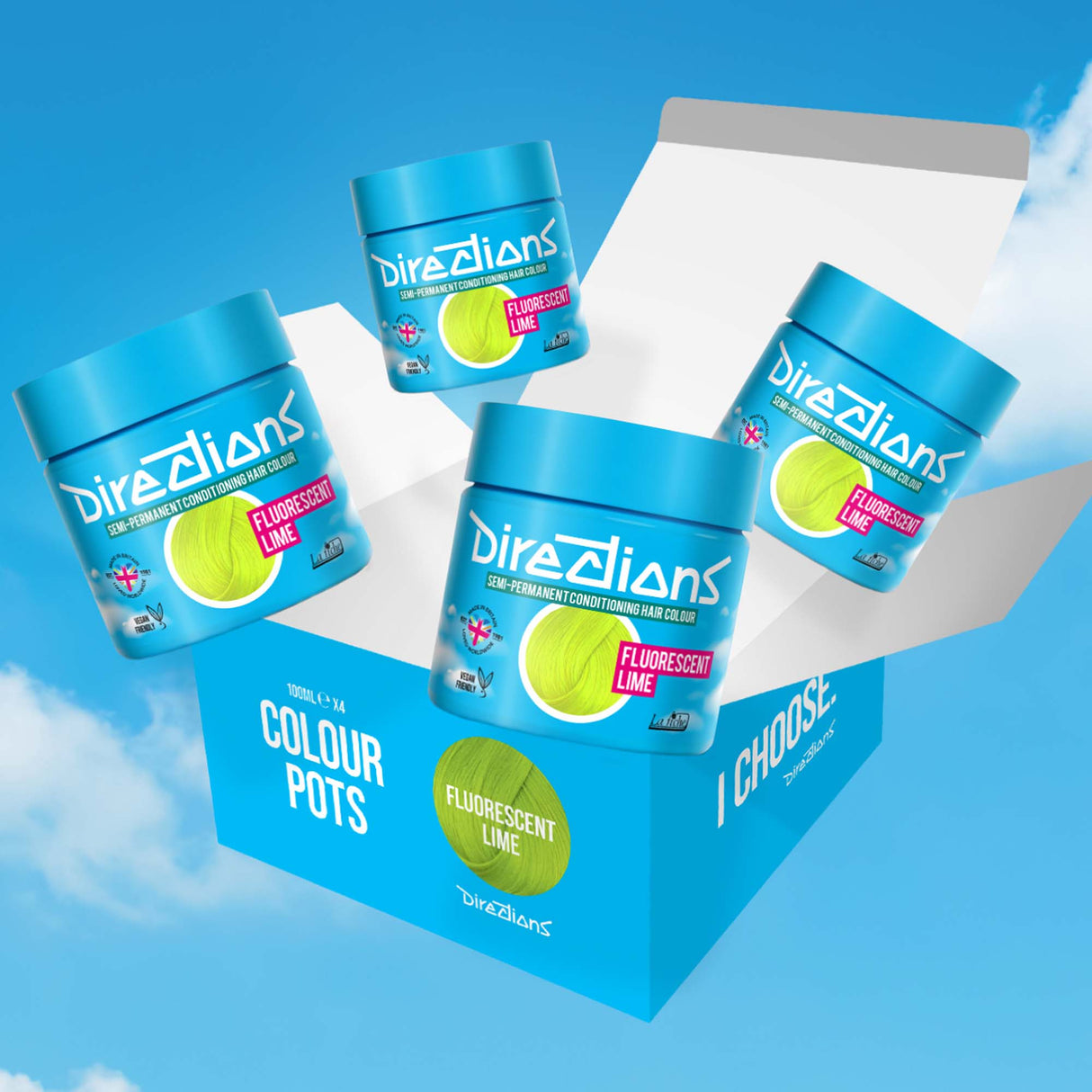 Directions Fluorescent Lime Semi-Permanent Conditioning Hair Dye (4 x 100ml)